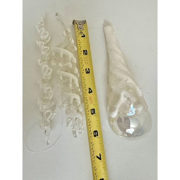 3 Blown Glass Glitter Icicle Teardrop Christmas Ornaments Sugar Mica 6” Vintage - Picture 7 of 7